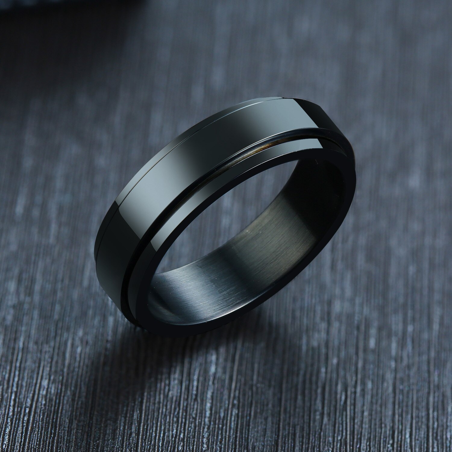 Vnox- Bague Spinner 6/8mm pour Homme, Accessoire Anti-Stress, Alliance Classique en Acier Inoxydable, Bijoux de Sport Rune Viking Décontractés: 8 / Beige