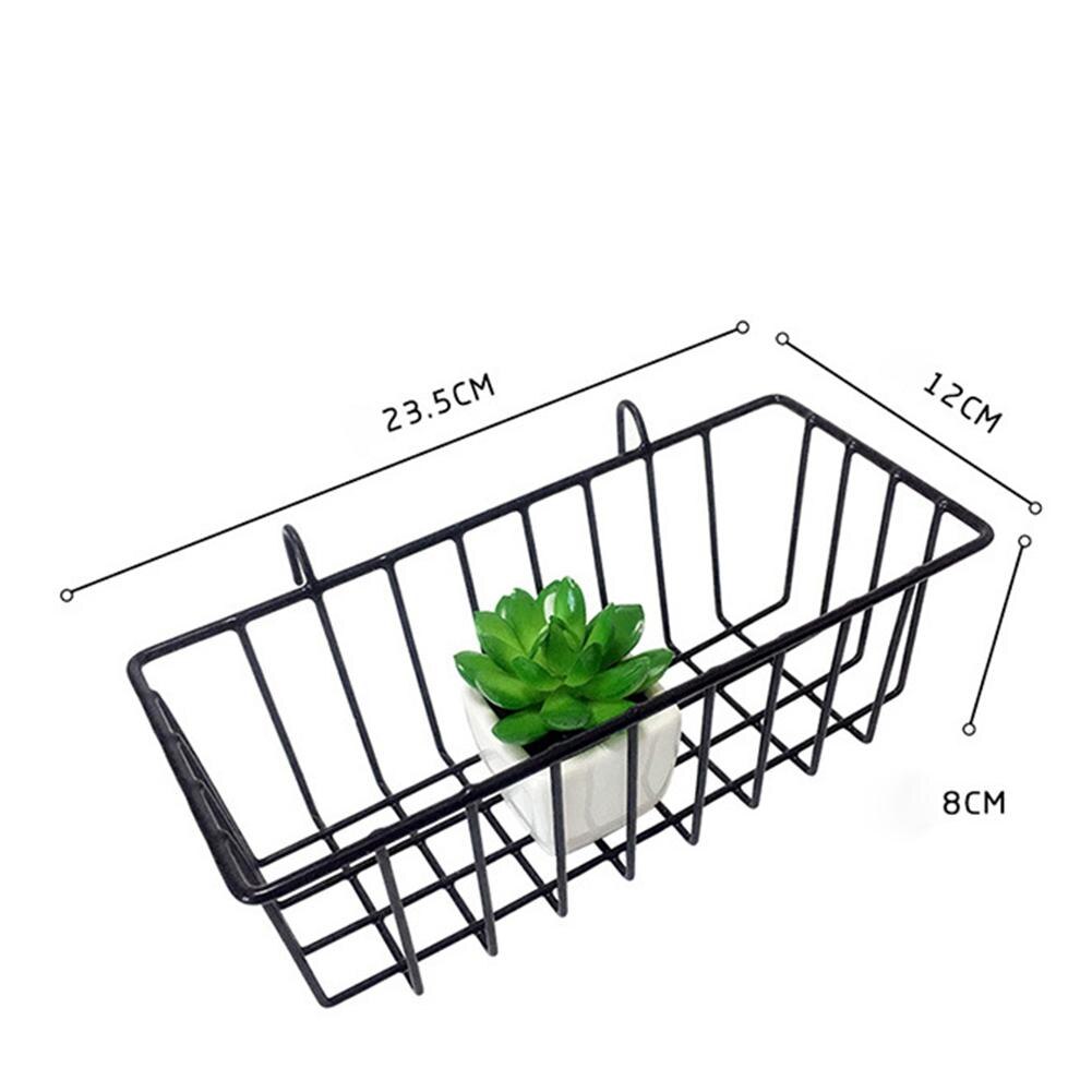 Metal Decorative Storage Basket DIY Grid Flower Pot Hanging Shelf Wall Mounted Iron Frame Hanging Display Rack Home Decoration