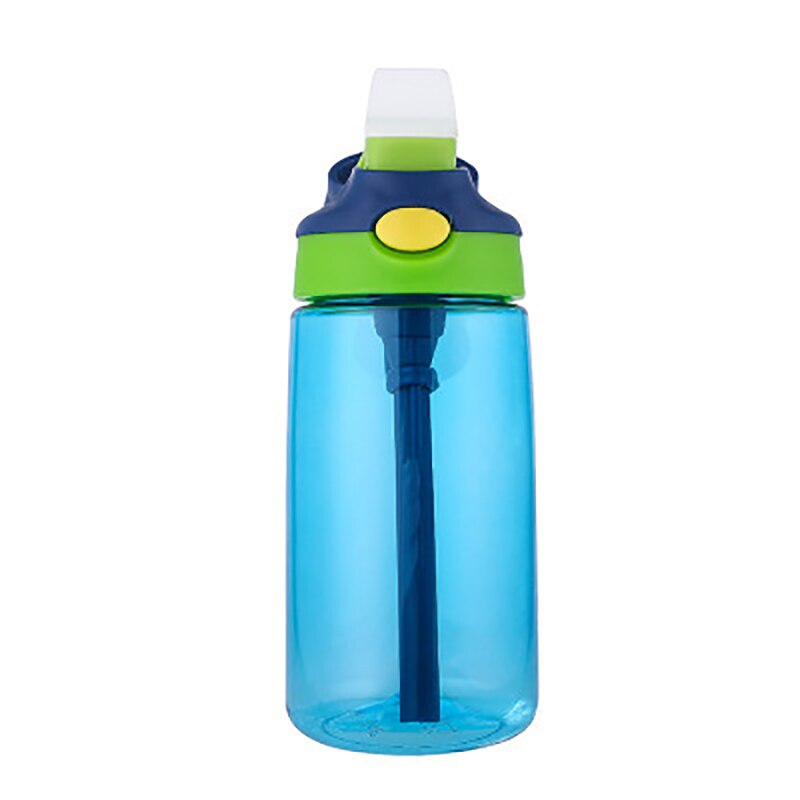 480ml børn vandflaske plastik baby nyfødt kop med halm lækage bevis for studerende skole drinkware drikkeflaske til børn: Blå