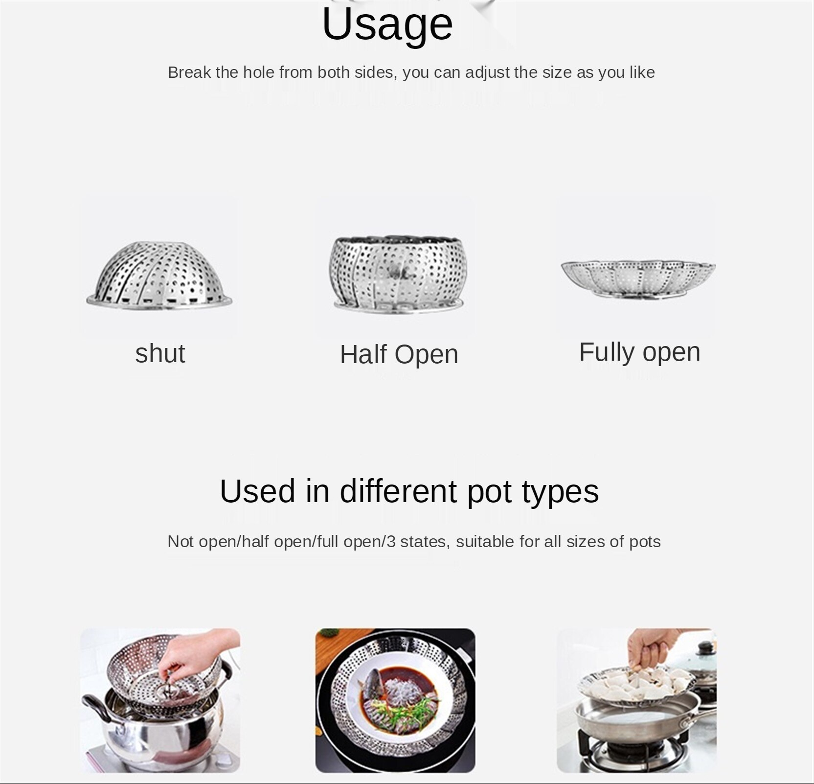 Roestvrij Staal Vouwen Stoomboot, Lotus Fruit Stomen Rooster, Telescopische Stoomboot, Stoomboot