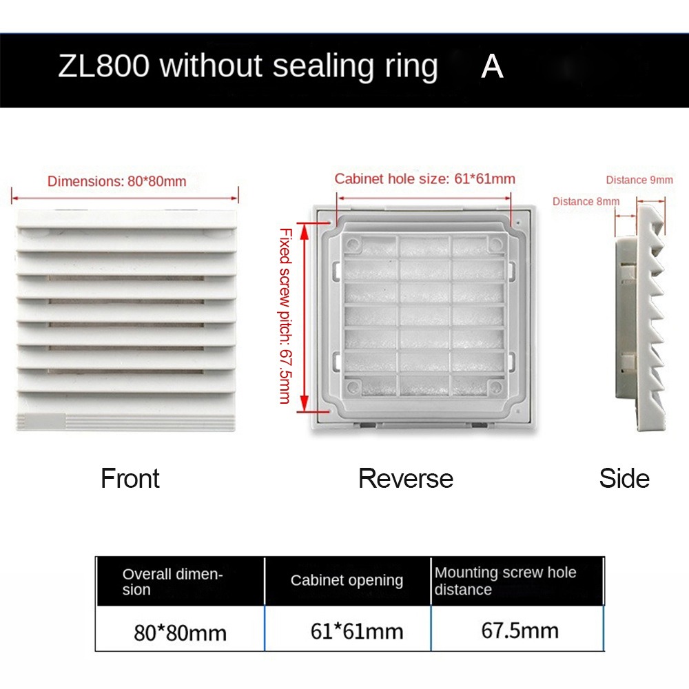Sistema di ventilazione dell'aria Filtro di ventilazione per armadio ABS bianco senza persiane della ventola Filtro della ventola della griglia della ventola: Blu