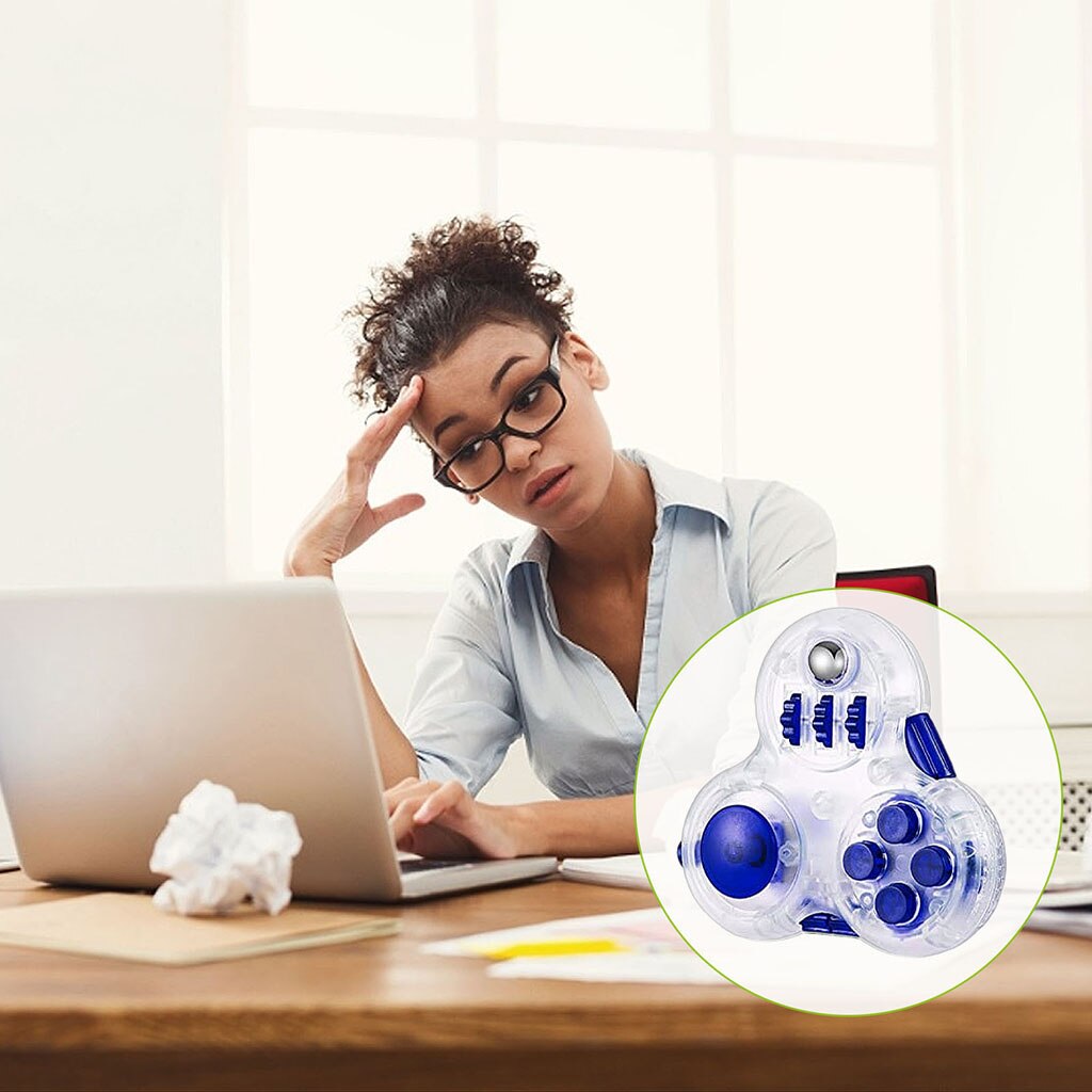 Fidget Pad Controller with 11 Functions Anxiety and Stress Relief Hand Toy for Skin Picking: Blue