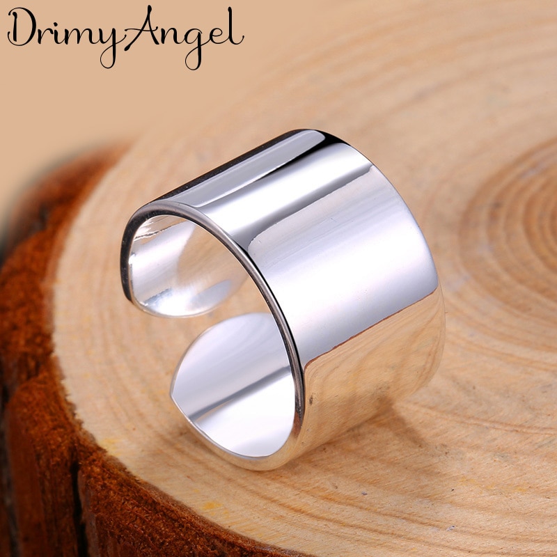 süße Stil Silber Farbe Große Glatte Ringe Für Frauen Engagement Schmuck Mädchen Einstellbare Größe Finger Ringe