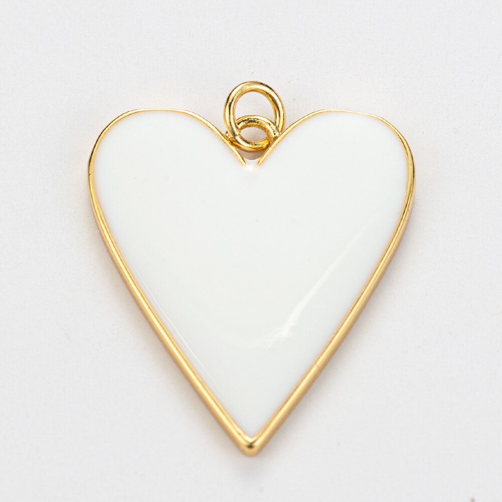 10 Kleuren Grote Emaille Hart Hanger Unieke Gouden Kleur Koper Romantische Liefde Bedels Voor Ketting Sieraden Maken Leuke Accessoires: white