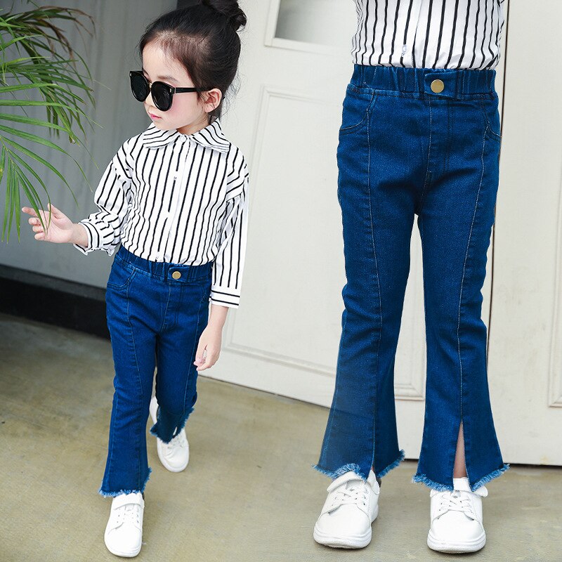 Pantalones vaqueros de estilo escolar para niña de 2 a 9 años, ropa para niños, pantalones de tela vaquera con corte de bota