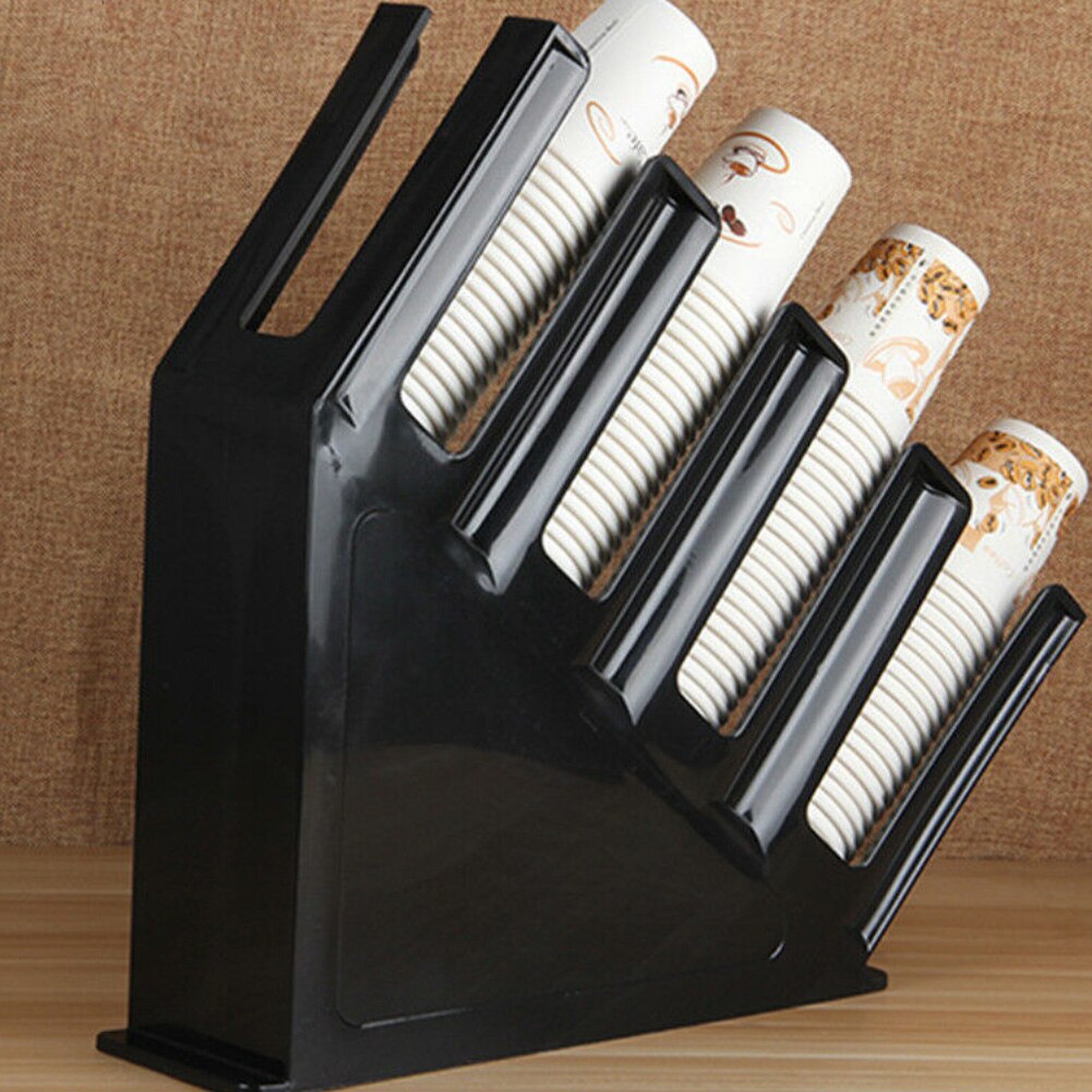 4-Stacks Paper Cup Lid Holder Dispenser Coffee Drink Take-up Cup Shelf Storage Home Cafe Buffet Stand Rack Countertop Organizer