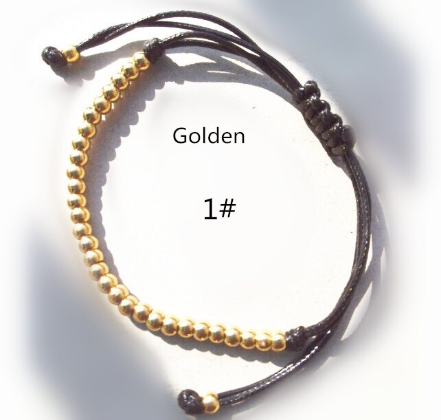 Pulsera de cuentas de acero inoxidable para hombre y mujer fj128: Golden