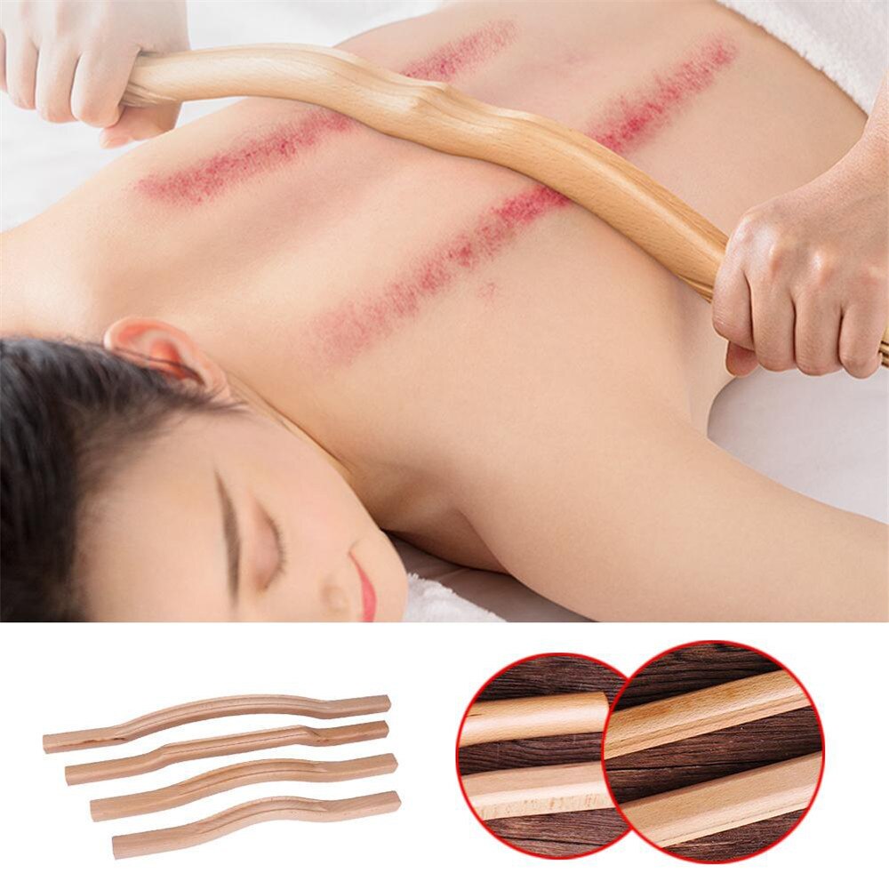 1pc/4 stk massage guasha skrabestift værktøj ryg skulder hals talje ben massage værktøj naturligt træ hurtigt stort område gua sha