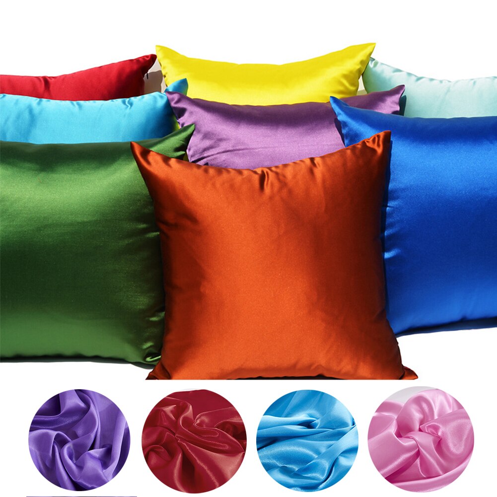 Funda de almohada de satén de poliéster suave, cubierta protectora de tela de color sólido, luz Invisible, decoración del hogar