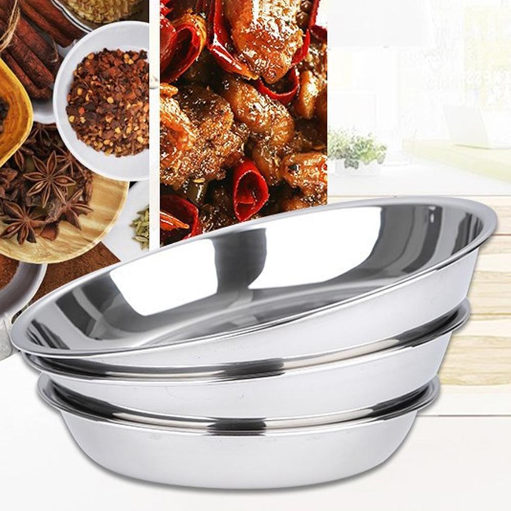 14-28cm Stainless Steel 304 Round Plate Household Cooking Plate Seasoning Barbecue Plate