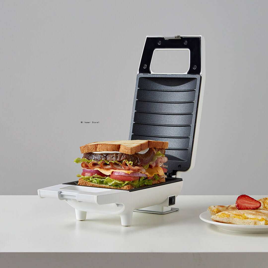 Xiaomi-Mini máquina para hacer sándwiches, tostadora de superficie curvada para el desayuno y la cocina, máquina para freír huevos, 420W
