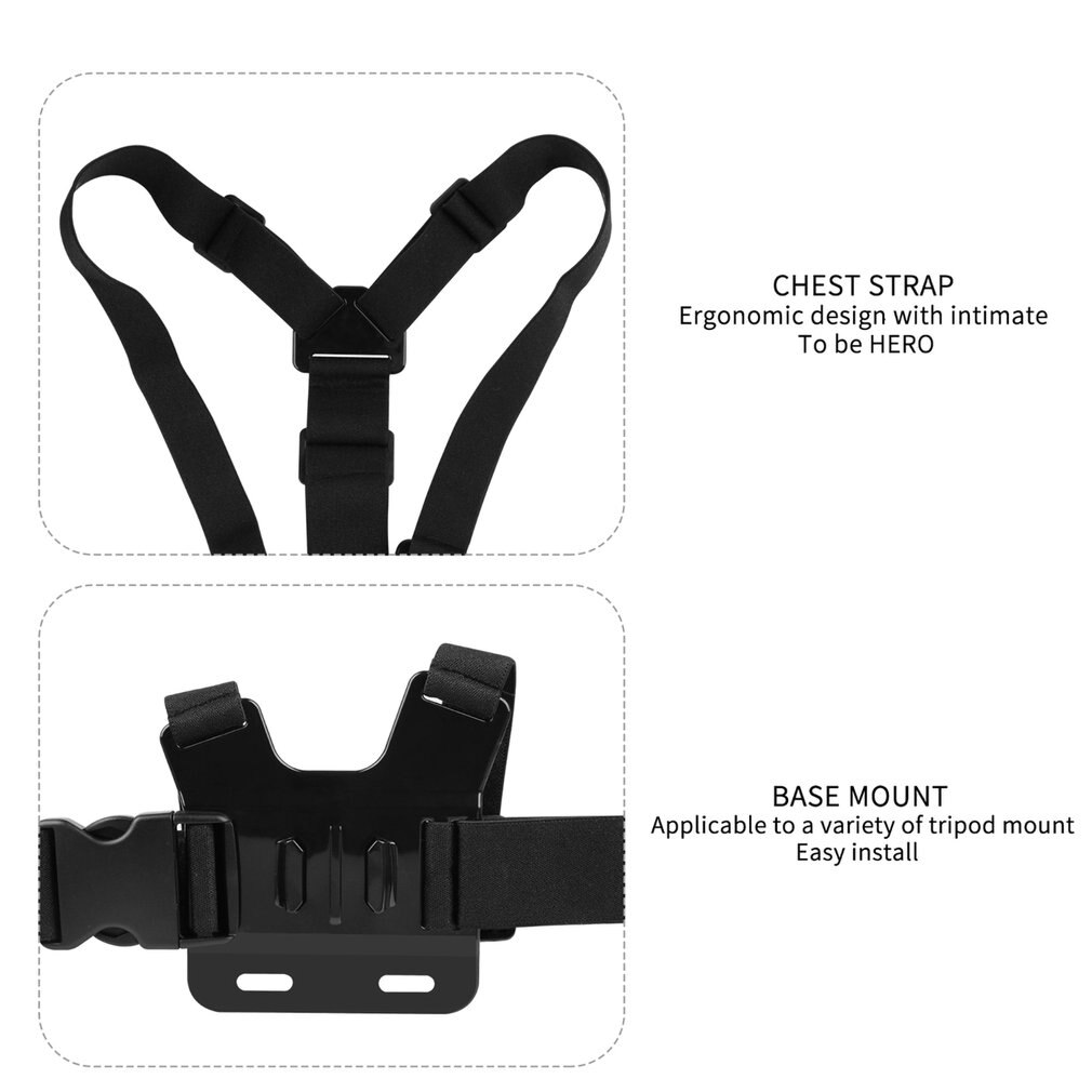 Zwart Duurzaam Ultra Meeslepende Verstelbare Harness Borstband Mount Borst Strap Mount Riem Voor Gopro Camera