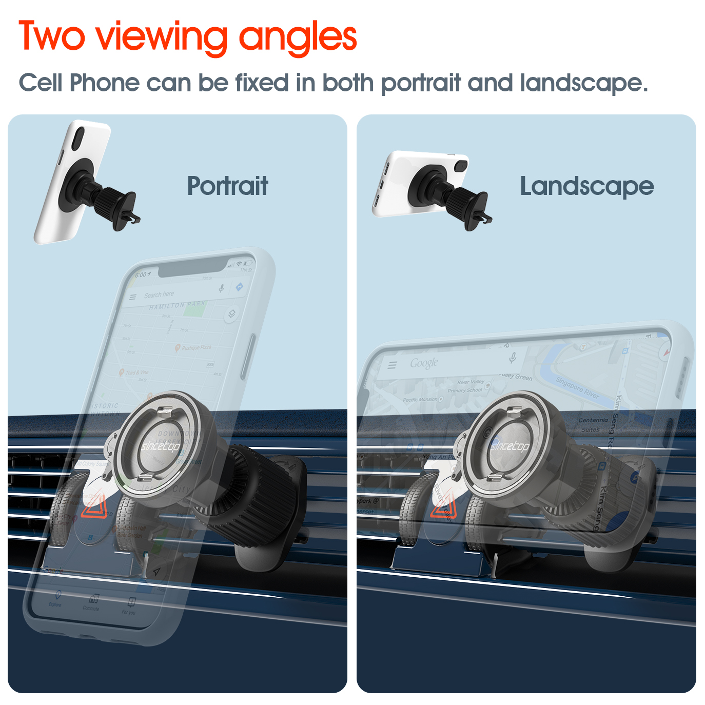 Car Vent Phone Mount with Lock Hook, Air Vent Car Phone Holder, One Hand Quick Mount & Release Cell Phone Holder Mount