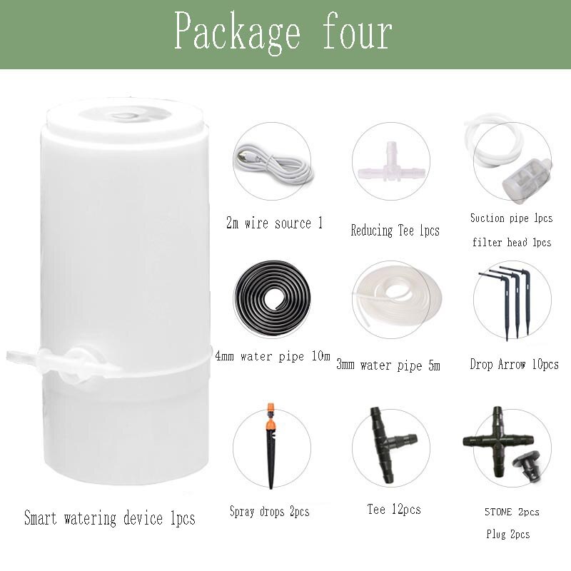 Newest Mobile Phone Remote Control Watering Device Intelligent Auto Drip Irrigation System Kit Garden Plant Water Pump Timer: Package four