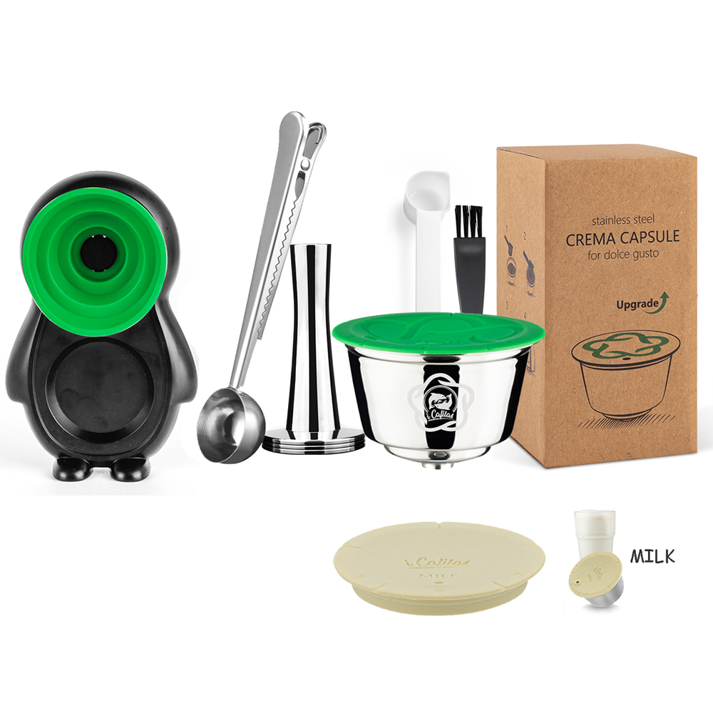 Capsule di caffè ricaricabili riutilizzabili per Dolce Gusto Maker Nespresso Caffè espresso e cialde filtro per il latte Accessori per caffè: Oro