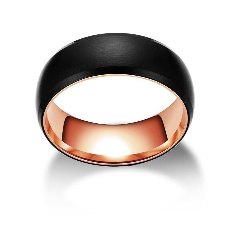 Yoiumit Rose Gouden Ring Sferische Roestvrij Staal Roterende Ring Sferische Geborsteld Zwart Ringen Trouwring Paar