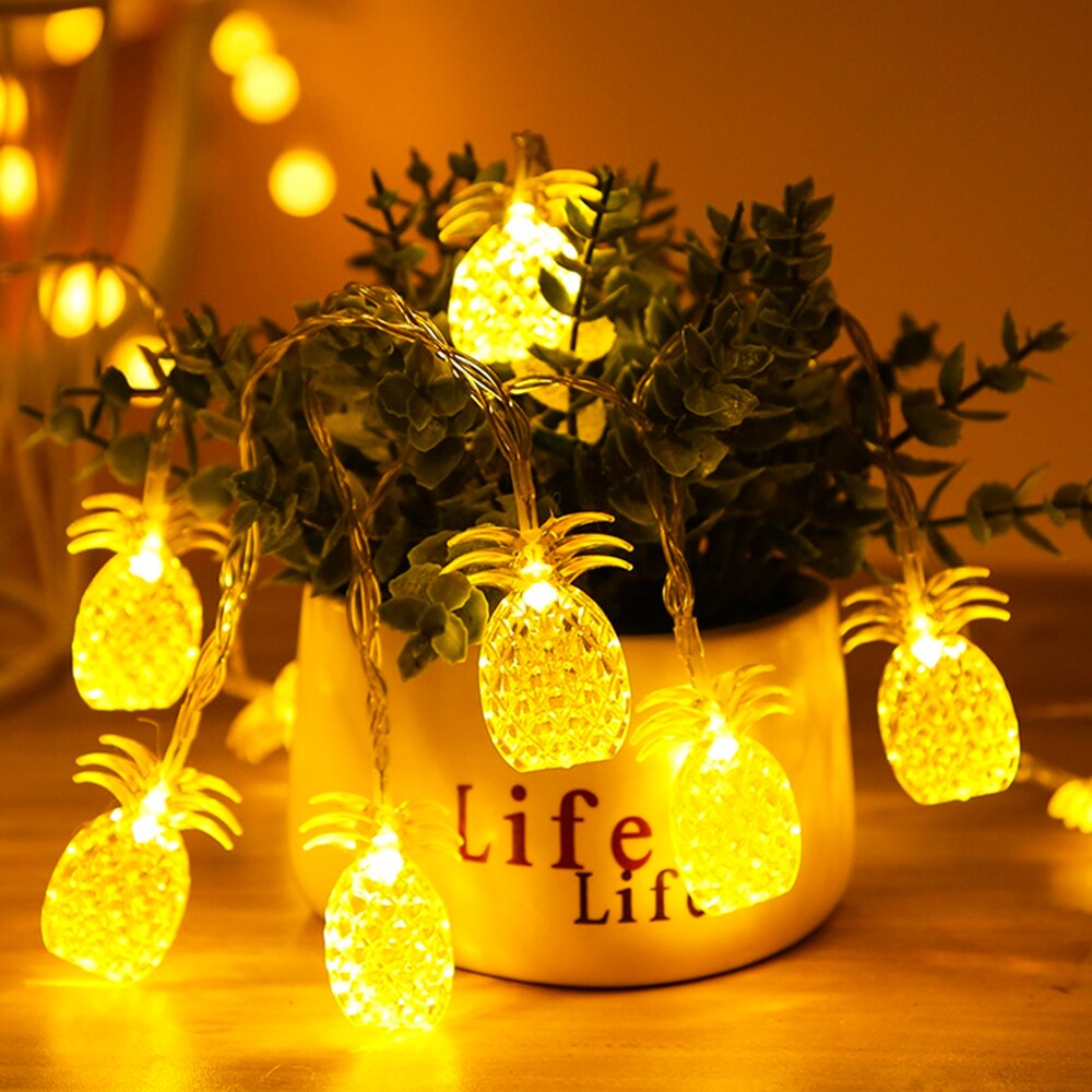 Rgb Led Ananas Fruit Slingers Kleurrijke Garland String Fairy Lights Batterij-Aangedreven Lantaarns Kerst Bruiloft Decoratie: Warm White / 1.5M Battery case