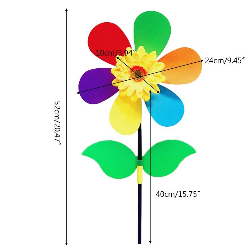 Bunte Sonnenblumen Windmühle Wind Spinner Windrad Garten Hof Dekoration freundlicher DIY Spielzeug draussen