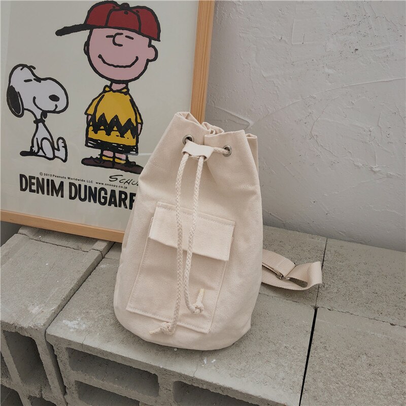 Koreanischer beutel mit kordelzug für damen, schultertasche, lässige umhängetasche aus Segeltuch, Bote Tasche für damen, schultasche, bolsa feminin