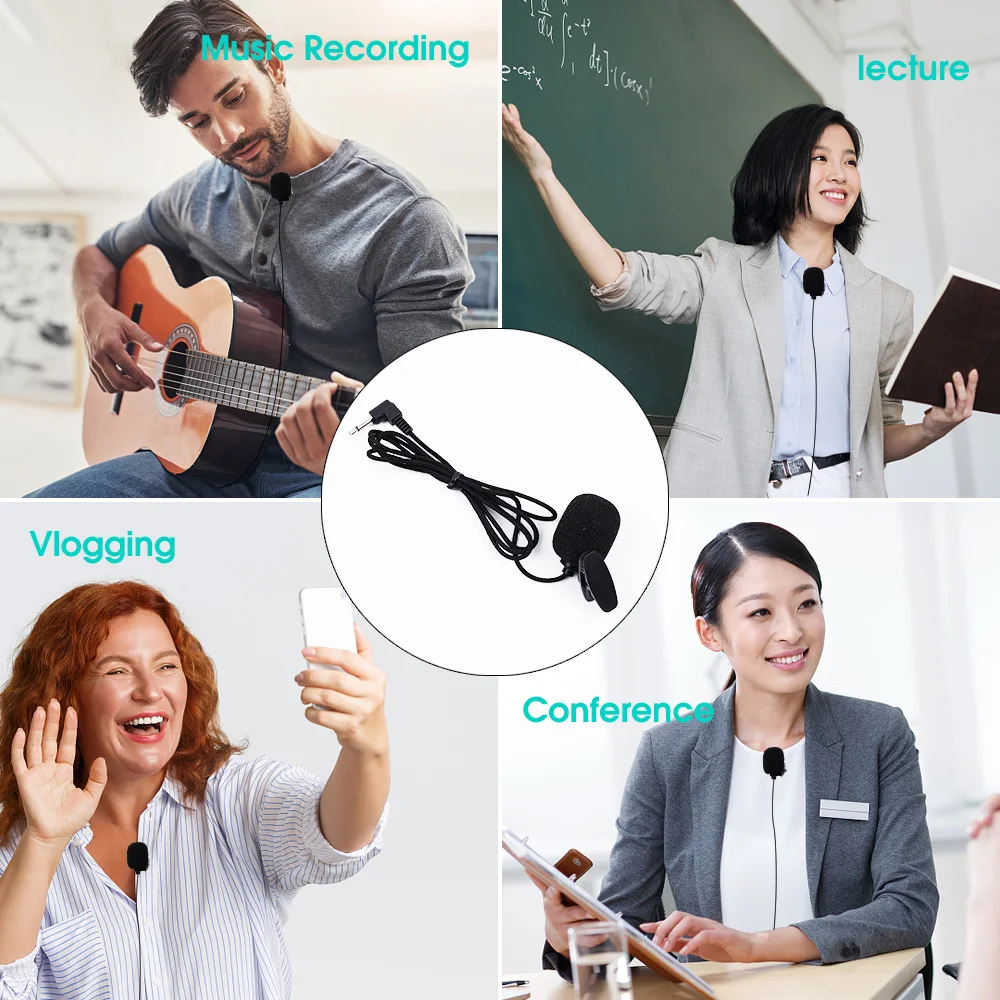 3.5mm Computer Microphones Mini Lavalier Mic Clip-on Lapel PC Microphone For Speaking Singing Speech USB Type C Microphones