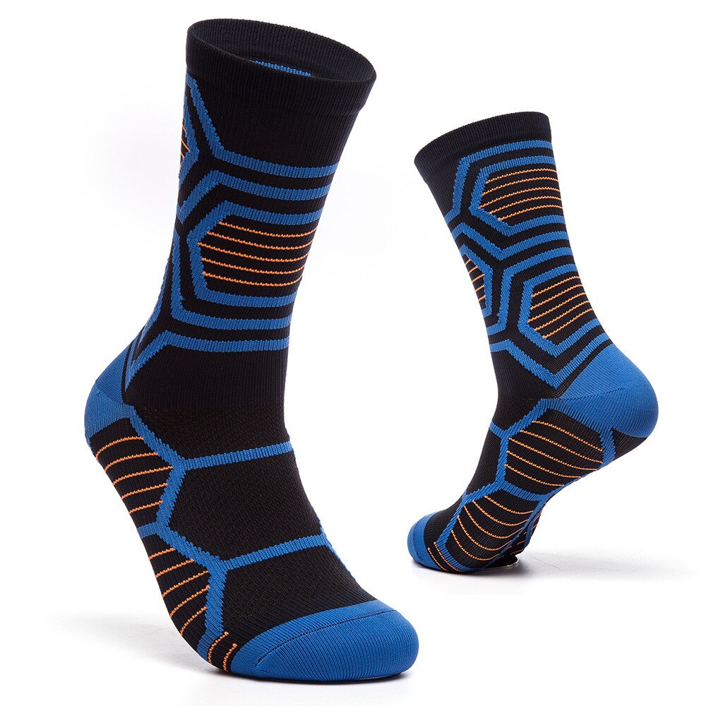 1 Pair Unisex Cycling Socks Breathable Shock Absorption Toe Protective for Sports: blue black
