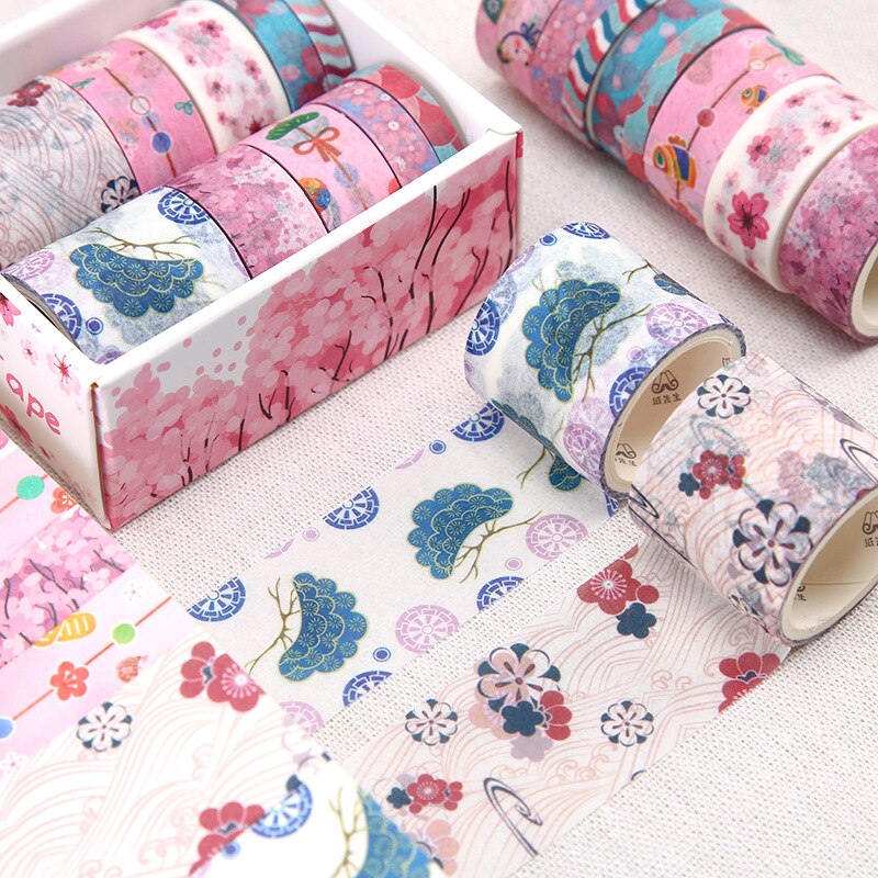 8 st djur ritpapper washi tejp set söt valp val sjöjungfru sakura färg självhäftande maskeringstejp klistermärken album dagbok  f314