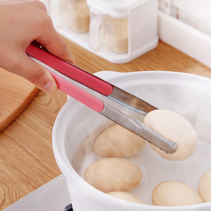 Pinzas de acero inoxidable para barbacoa, tenazas metálicas para ensalada, pan, tenazas para servir comida, 20cm, carne, pinza para barbacoa, utensilios de cocina de silicona