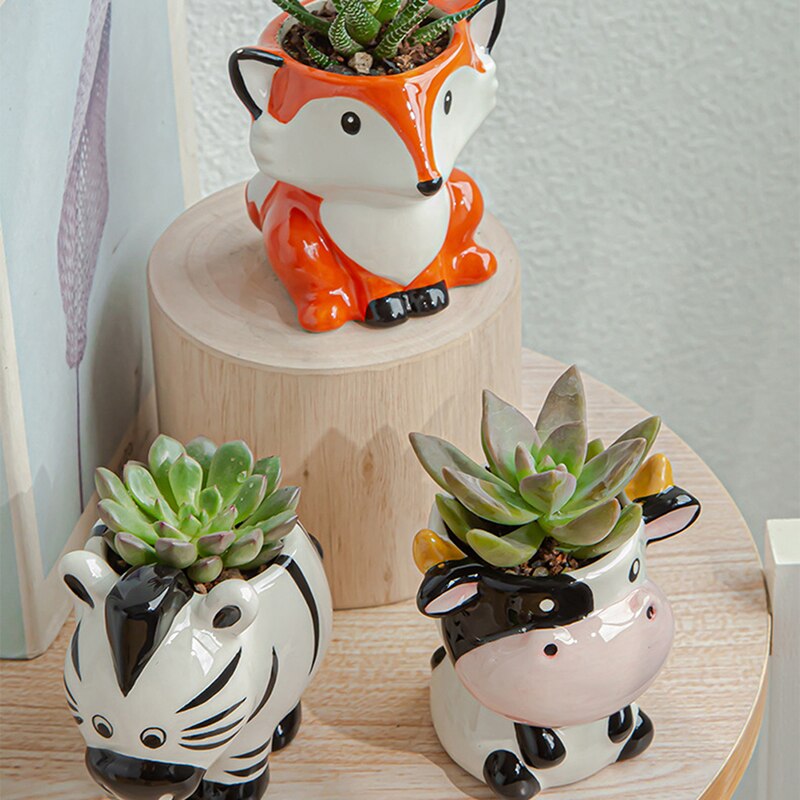 Maceta de cerámica con forma creativa de Animal para plantas, macetas para bonsái, macetas para planta para decoración del hogar