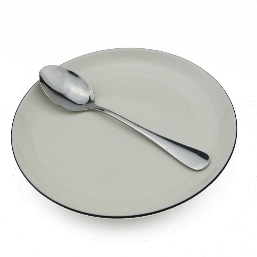 Färgglad regnbåge svart 304 rostfria sked servisset kaffeskedar dessert stir soppa silverservis set 1pc: Silver-
