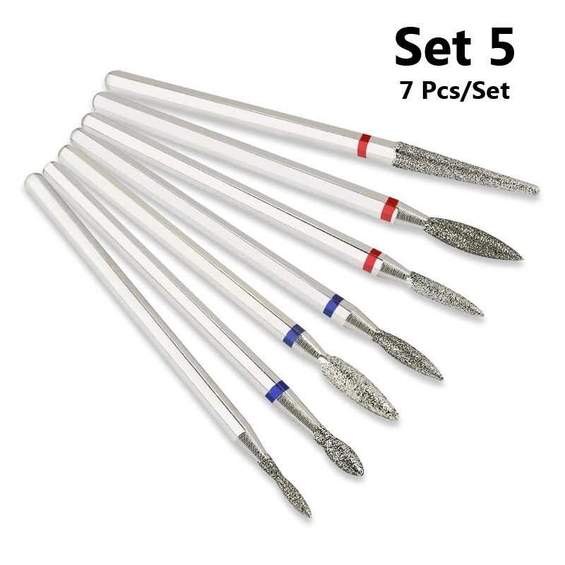 7 Pcs/Set Carbite Nail Grinding Head Nail Drill Bit Ceramic Mill Machine Set Cutter For Pedicure Electric Nail Files: Set 5