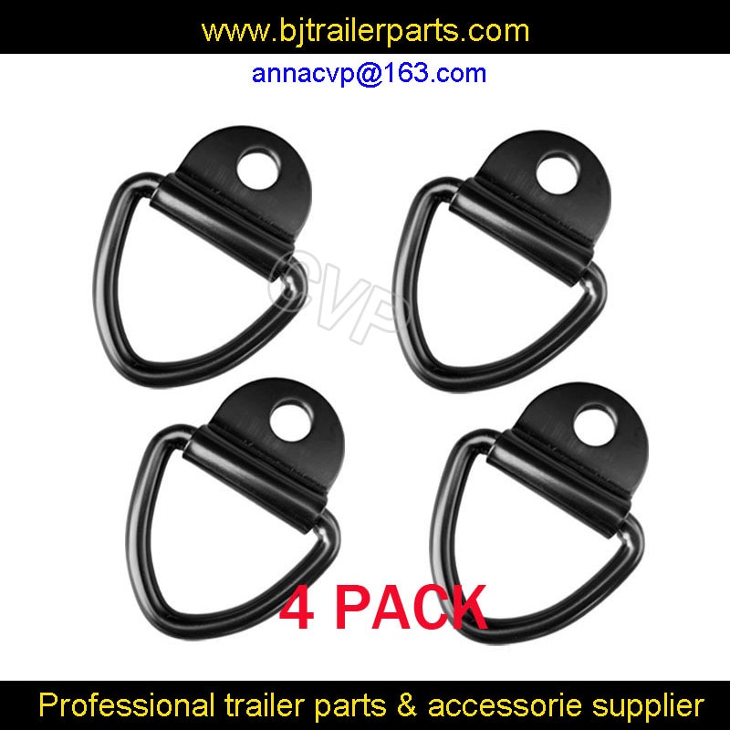 4pc CVP V-Ring black cargo Tie-down anchors steel D ring rope deck lashing ring bolt on trailer truck bike UTV trailer parts