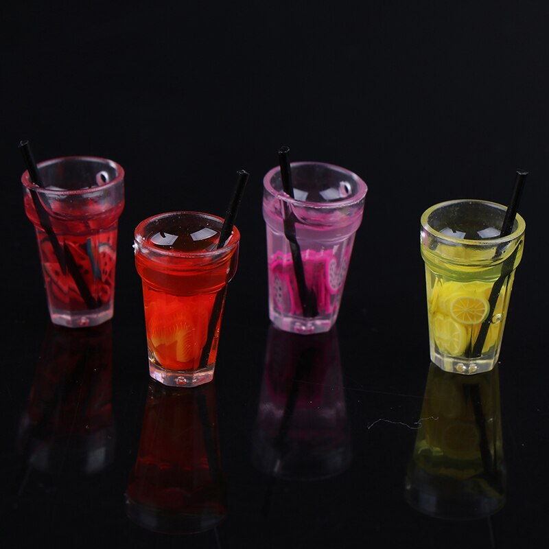 Mini 1:12 Scale Fruit Lemon Simulation Drink For Dollhouse Miniature Toy Milk Tea Drink Doll Food Kitchen Accessories