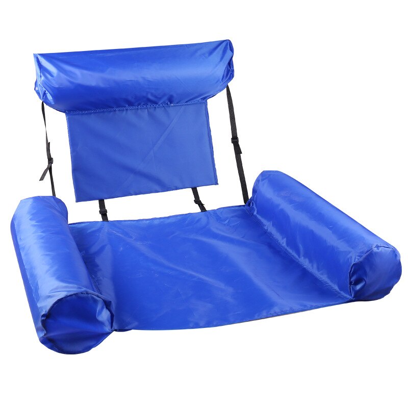 Colorful PVC Floating Water Pad Mat Foldable Inflatable Backrest Swimming Bed Beach Float Raft Summer Casual Water Sports Toys: Deep Blue