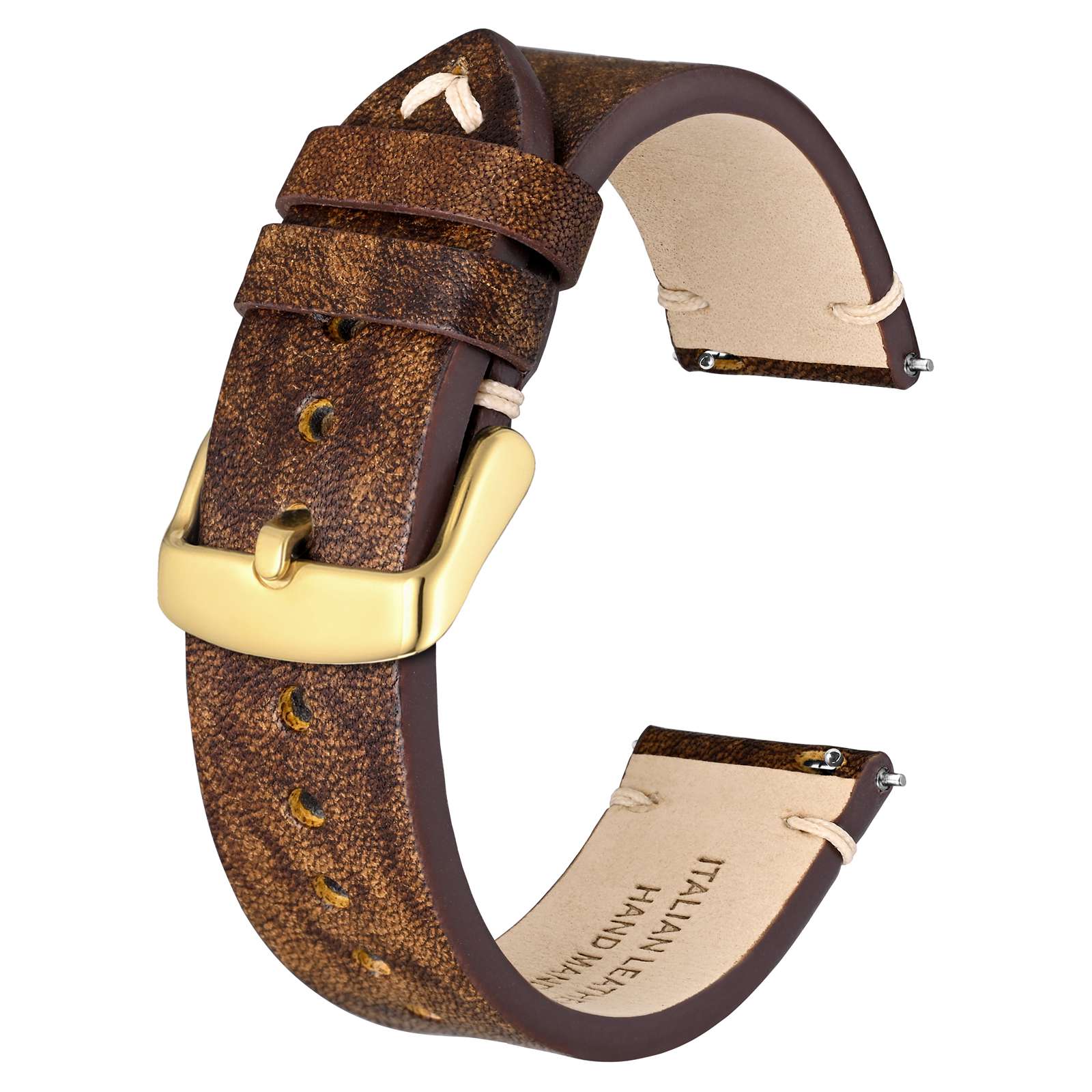 Bisonstrap italiensk lærreim 20mm klokkereim 18mm klokkereim herreklokkereim hurtigutløser: Kullsvart / 18mm