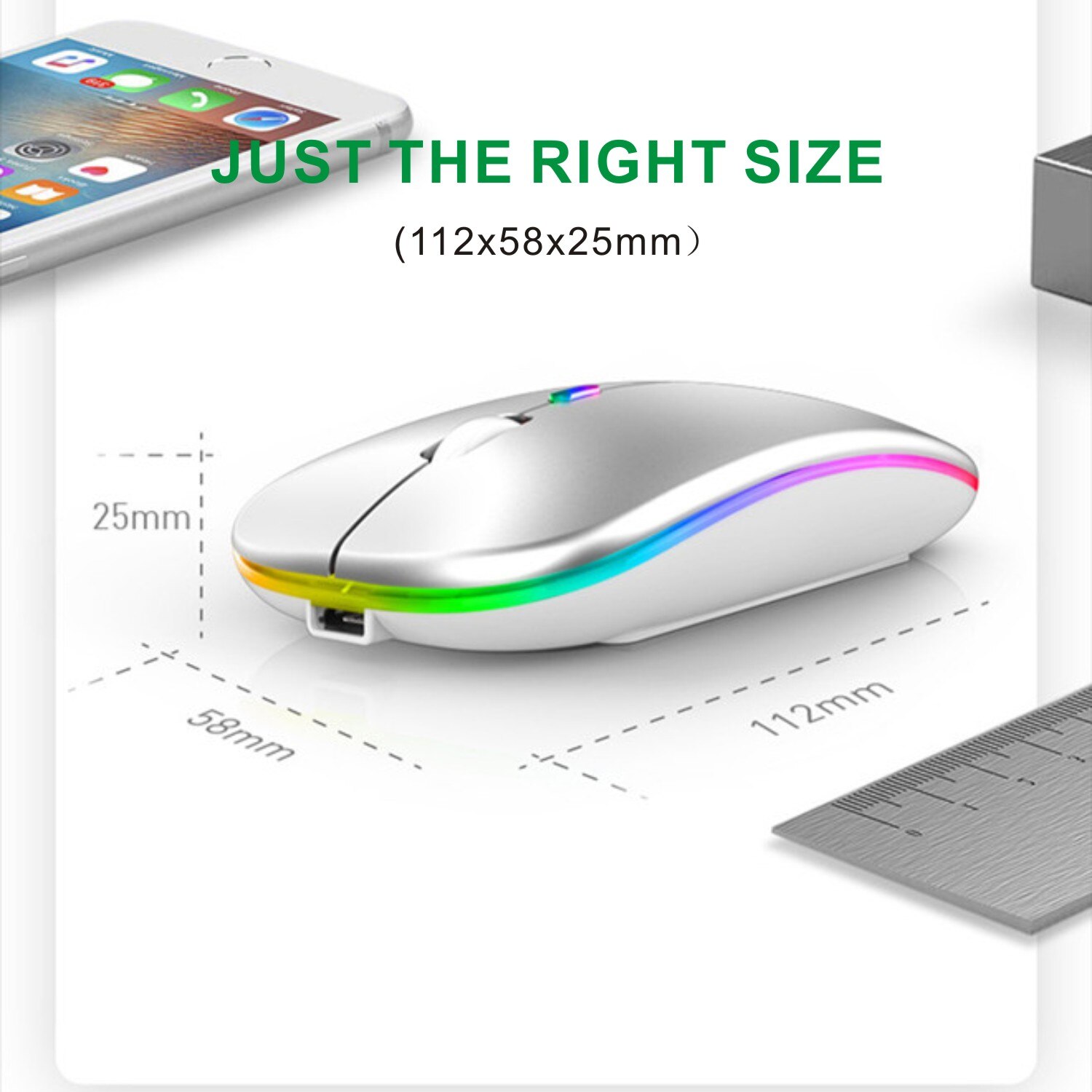 silent Wireless Mouse Bluetooth Rechargeable Ergonomic Mause USB RGB Magic Computer Wireless Mouse For Macbook Laptop PC iPad
