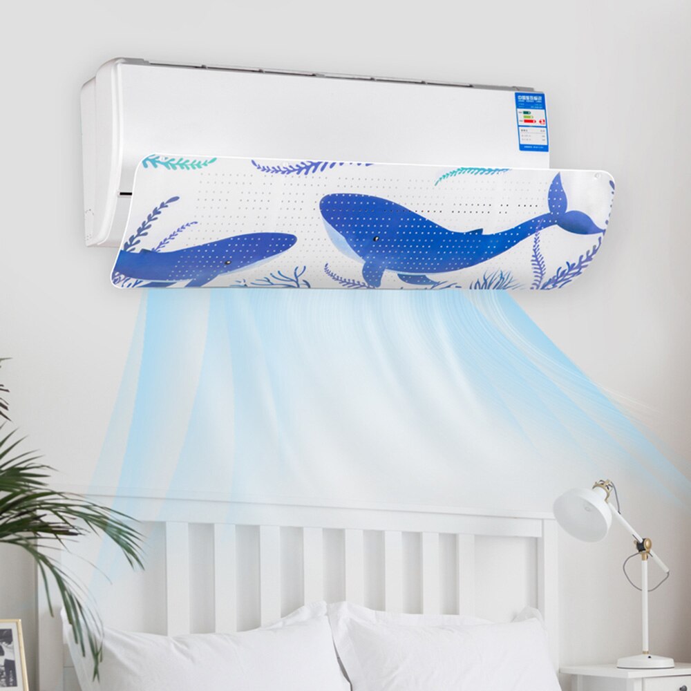 Adjustable Air Conditioning Cover Wind Deflector Windshield Air Conditioner Tools Air Baffle Shield Home Office Accessories: Blue Whale-color