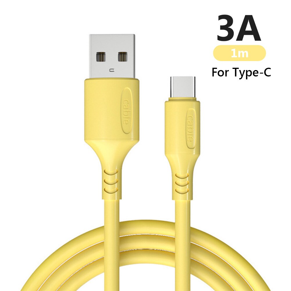1m 3A USB Typ-C Android Mikro Flüssigkeit Silikon Schnelle Ladekabel Daten synchronisieren Für IPhone Samsung Huawei ehre Xiaomi Redmi: For art C gelb