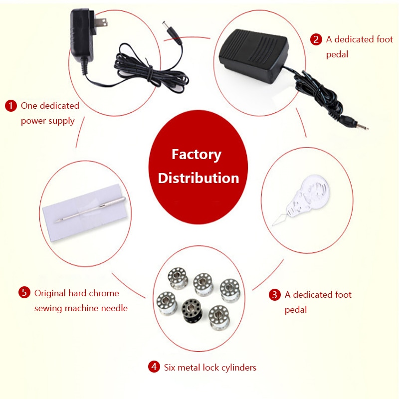 Sewing Machine Household Mini Multifunction Double Thread Electric Automatic Tread Rewind Sewing Machine With Light