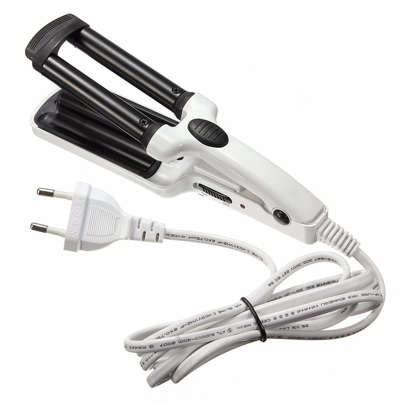 3 Barrel Ceramic Hair Curler Crimper Curling Iron Tong Waving Wand Roller Beauty Personal Care Appliance 200V Salon Tools: white