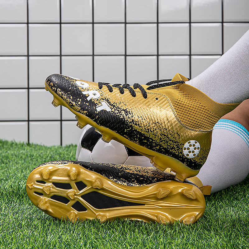 Goldene Fußballschuhe für Herren, große Größe 46, TF/AG, Herren-Fußballschuhe, draussen-Ausbildung, Fußballschuhe, Herren-Futsal-Schuhe, Botas de Futbol: Schwarz / 37