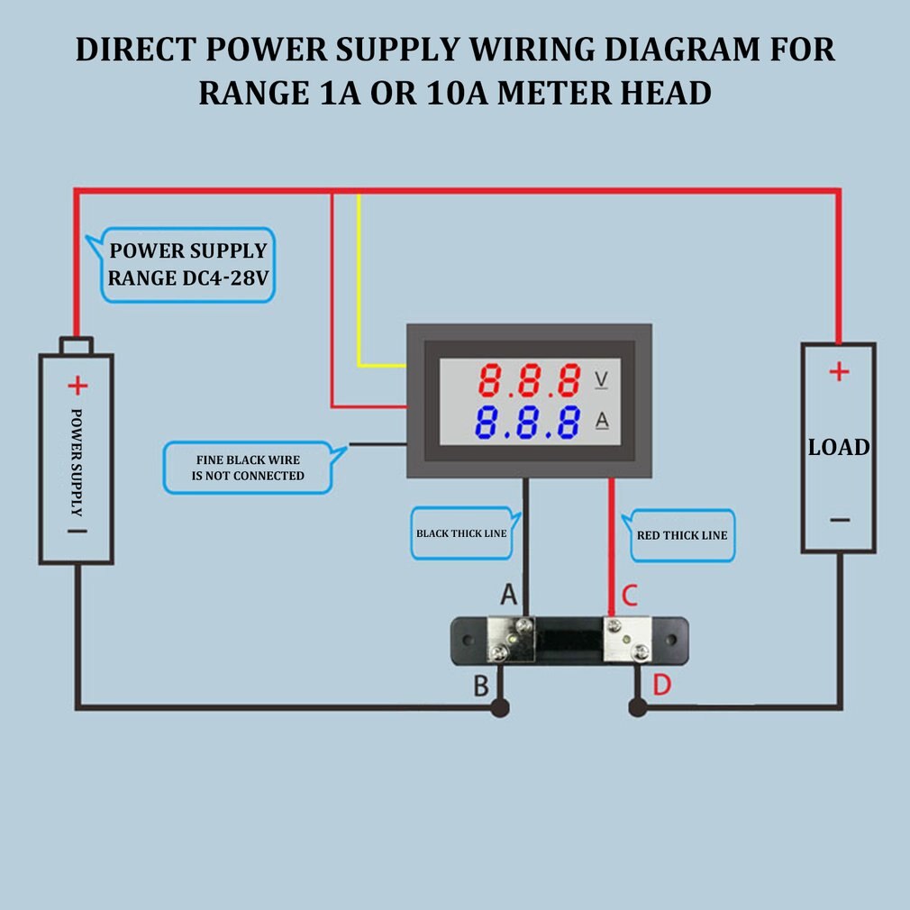 Amp Dual Digitale Led Voltage Meter DC100V 10A Voltmeter Amperemeter Blauw + Rood Display