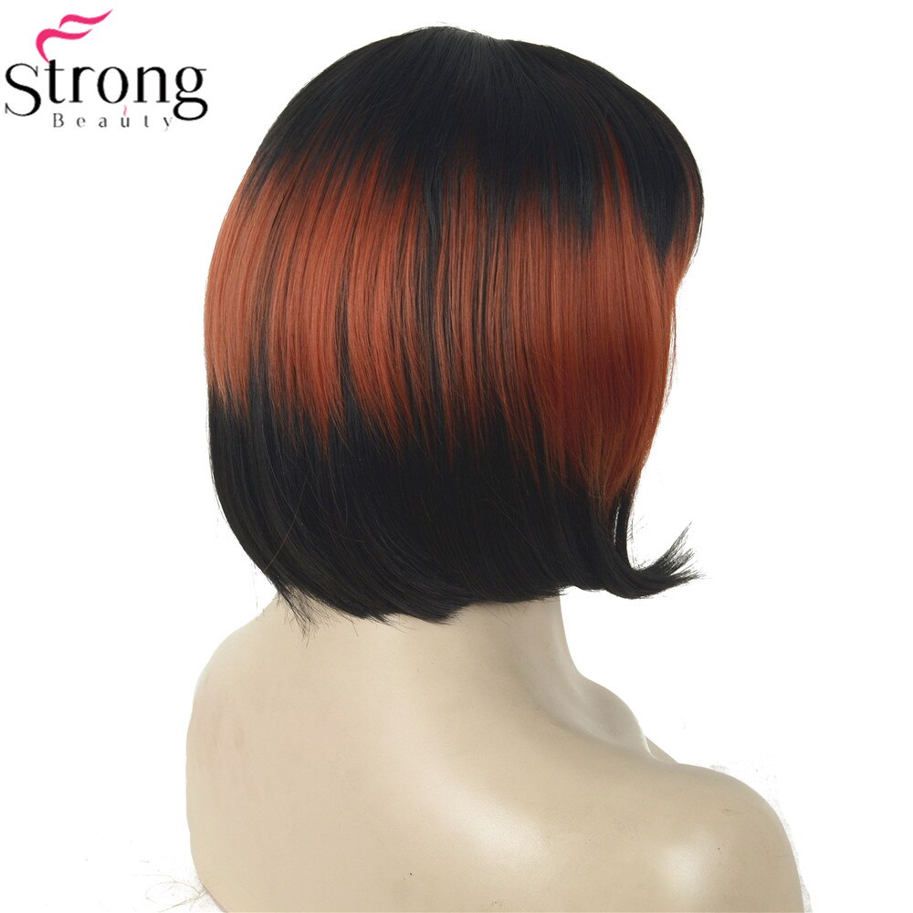 StrongBeauty Cosplay Pruik Rood/Zwart Mix Nette Bang Bob Haircut vrouwen Synthetische Pruik