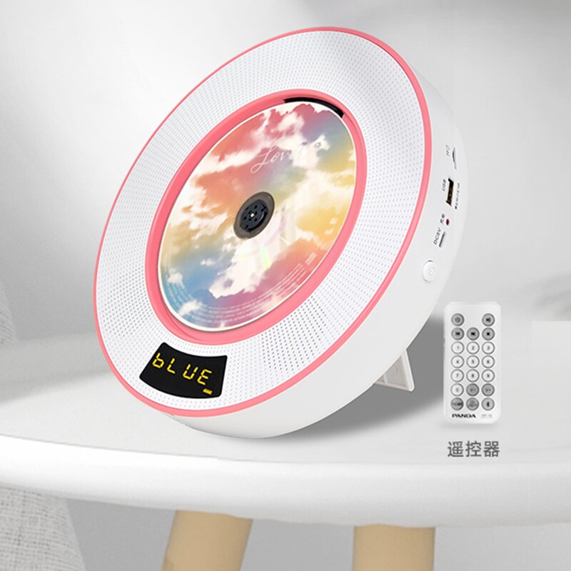 Bluetooth CD Player Wall Mountable Remote Control Home Music Boombox with Dust Cover,2 Built-in Stereo HiFi Soundcore Speakers: Pink