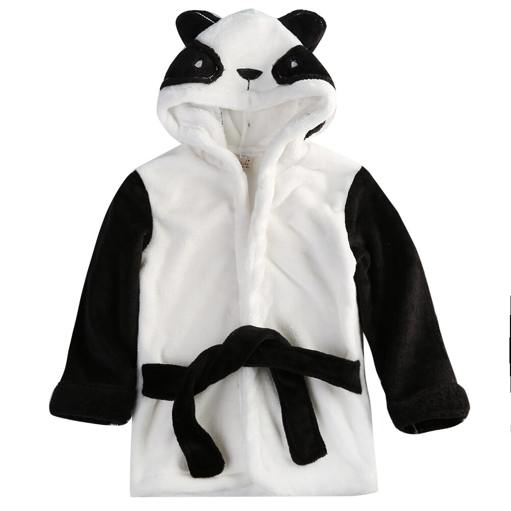 Nyfödd spädbarn barn unisex morgonrock tecknat djur baby huva badrock badhandduk badfrotté badrock: Svart / 5