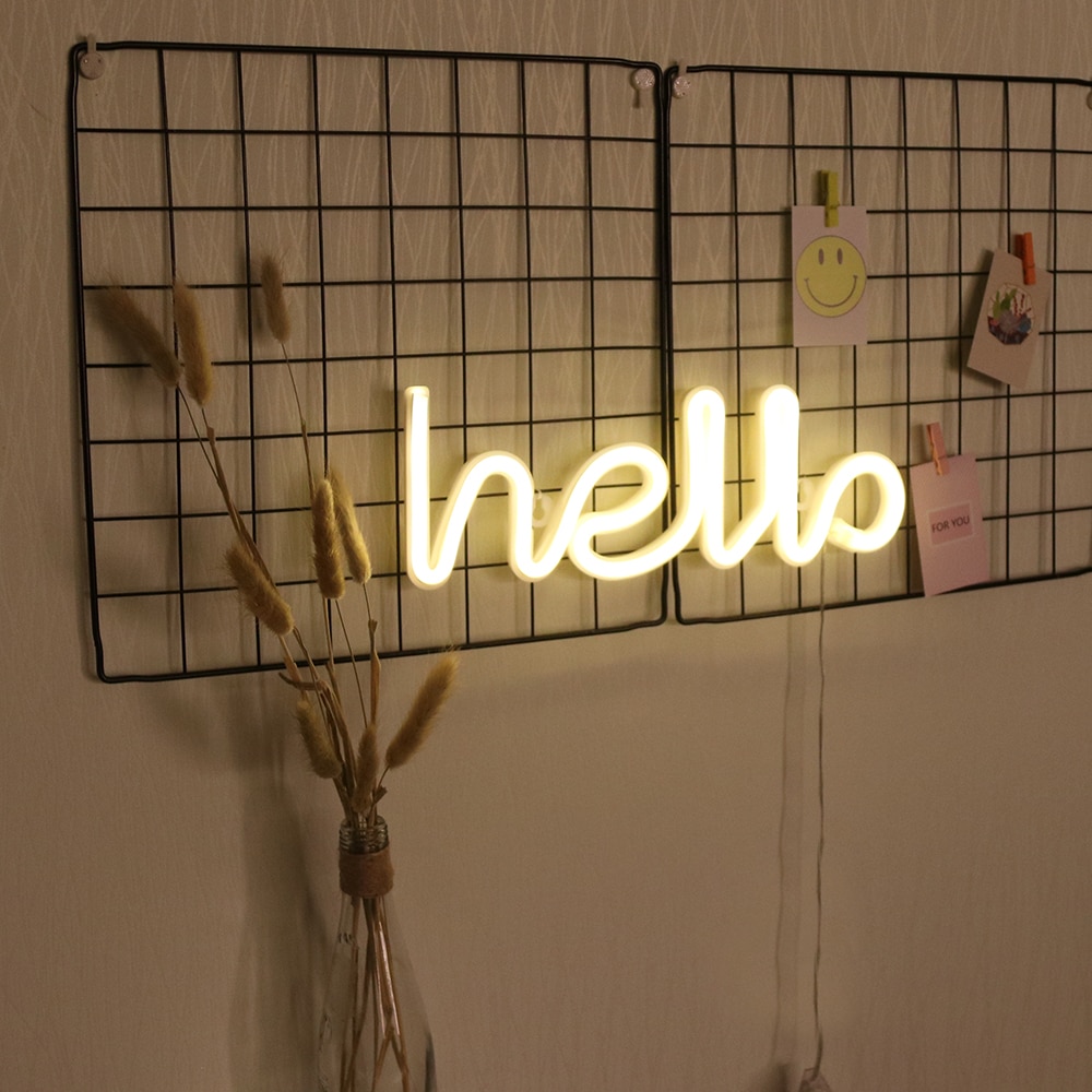 Nachtlampje Neon Alfabet Hello Neon Verlichting Voor Wedding Party Verjaardag Slaapkamer Muur Opknoping Decor Light Night