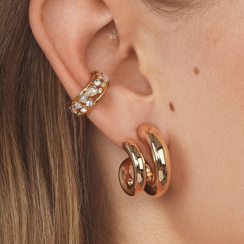 Charme imiteret perle øre clips til kvinder trendy guld c-formet bred øre manchet clip on øreringe krystal øre cuffs smykker