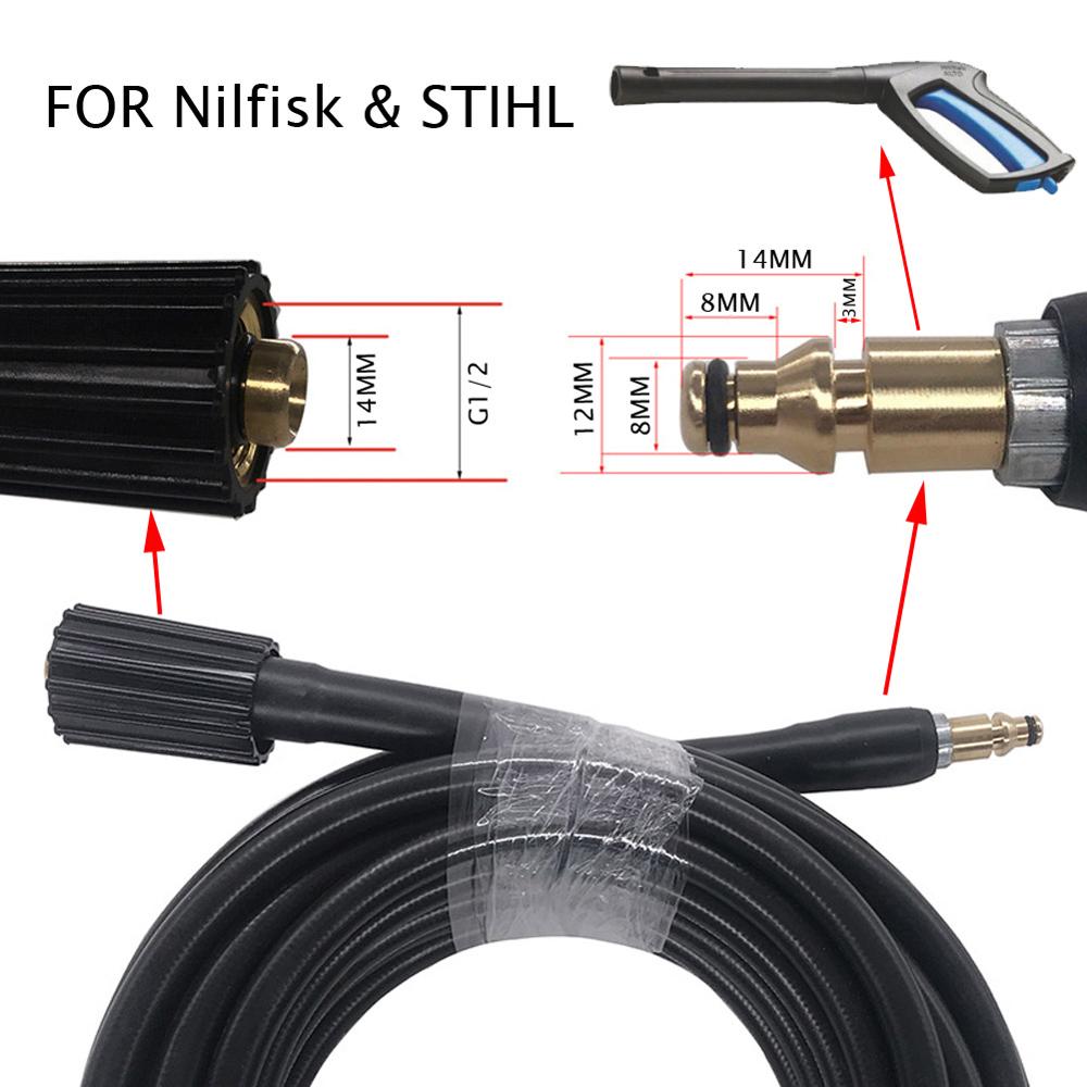 10m/15m High Pressure Water Cleaning Hose Pipe Cord Pressure Washer Hose Car washer Water Hose for Nilfisk STIHL Gerni HUSQVARNA
