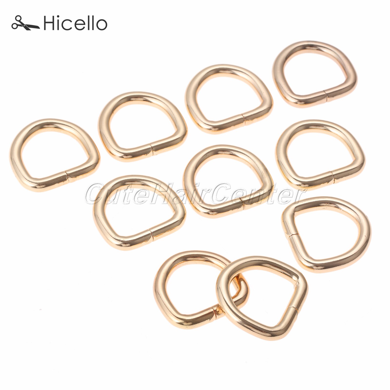 10pcs D Ring Metal Buckle Dee Clasp 20mm 25mm 38mm Gold Silver Black Bronze DIY Belt Strap Chain Luggage Leather Bag Hicello: Gold 20mm