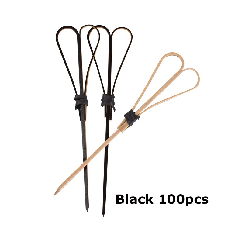 12 cm 100 stks Bamboe Scissor Shape Cocktail Sticks Pick Martini Drinken Stok Picks Levo Bar Tool: Black