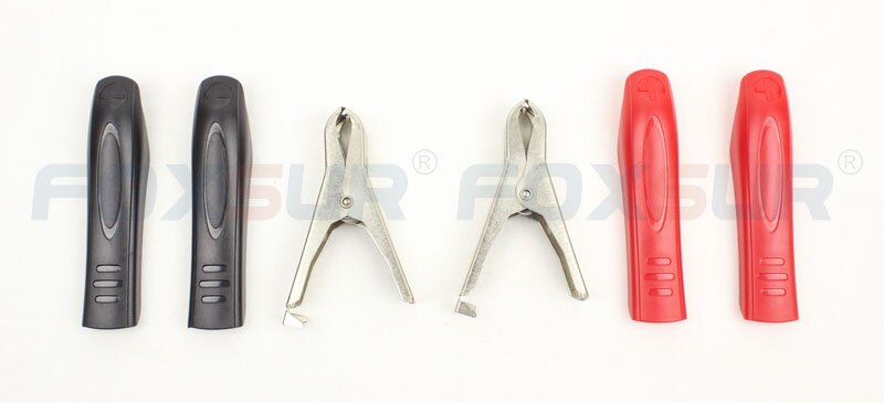 FOXSUR 4PCS 30A Car battery clip, Battery Charger Alligator Clamp Battery Clamp, Test Clamp CONNECTOR, DC Power Supply Clip 85mm